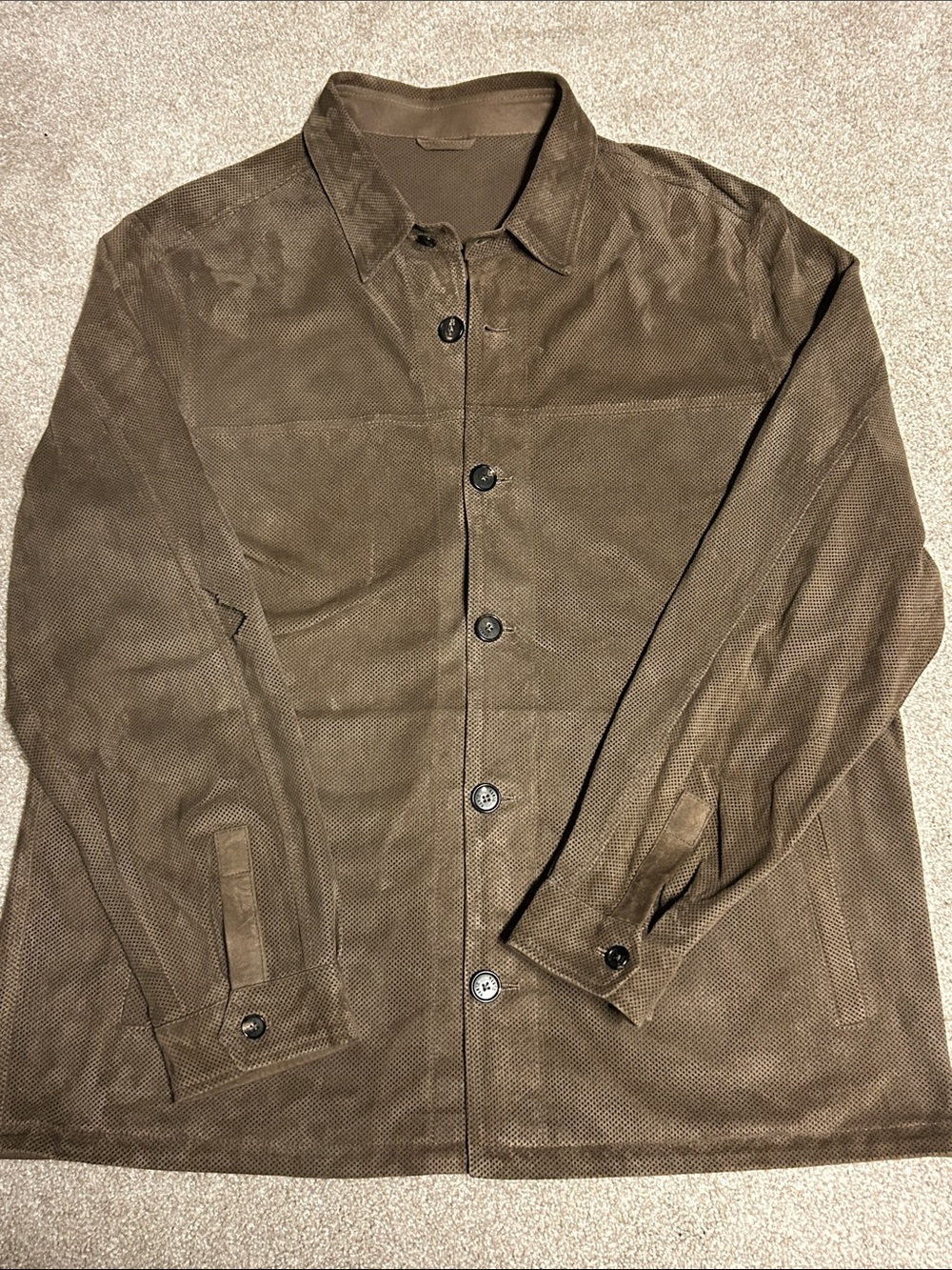 MANTO ‘Gug’ Unlined Perforated Suede Leather Lightweight Jacket, Size 58 /US 3XL